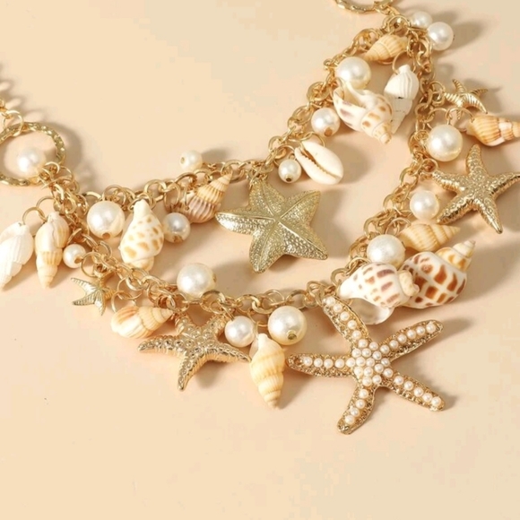 Conch & Faux Pearl Pendant Layered Necklace - Picture 3 of 4